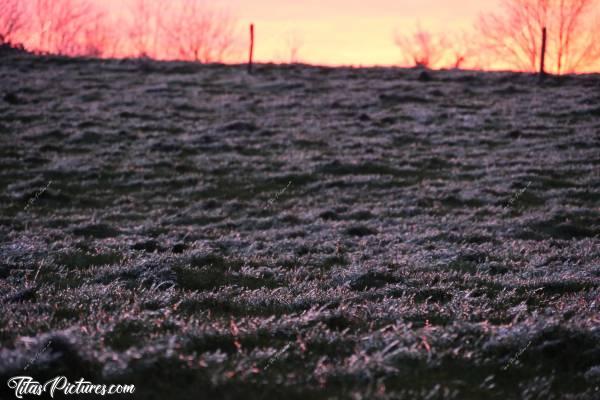 Photo Gelée blanche 🥶 : Beau lever du jour avec gelée blanche 🥶😍 Ou plutôt les restants de glace des pluies verglaçantes de la veille 😅🥶🧊😍c, Gelée blanche, sunrise, lever du jour