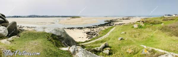 Photo La Baie du Kernic : Panoramique à la Baie du Kernic dans le Finistère Nord. Je ne me lasserais jamais de cette vue 😎😍🥰c, Baie du Kernic, Porsmeur, Rochers, Dunes, mer, sable blanc