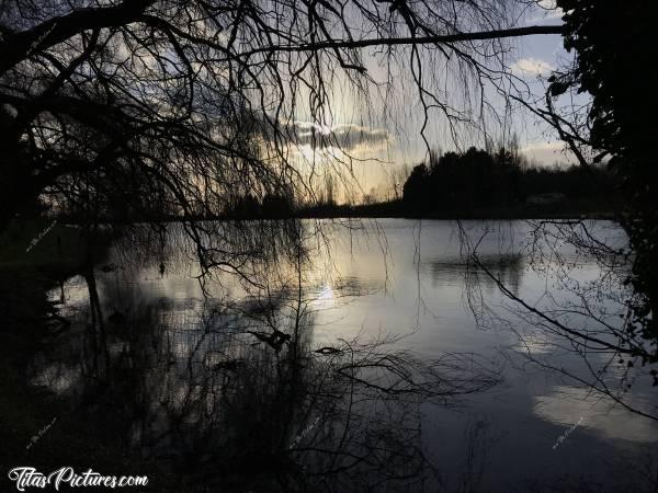 Photo Lac de l’Espérance : Joli jeu d’Ombres Chinoises, en fin de journée, sur le Lac de l’Espérance à Pouzauges 😍🥰c, Lac de l’Espérance, Pouzauges, Coucher de Soleil