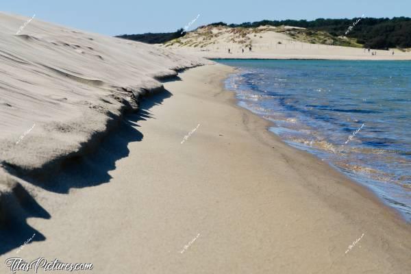 Photo Le Veillon  : Marée montante à la plage du Veillon. L’eau de la rivière qui rencontre l’eau de mer crée cette genre de marche dans le sable que j’aime beaucoup 🥰 En face, la grande dune qui a encore bien « fondue » 😥😞c, Tita’s Pictures, le Veillon, plage, Talmont-Saint-Hilaire