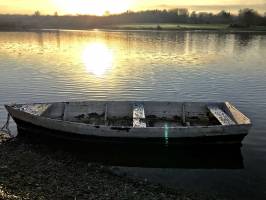 Retenue de Rochereau : Retenue de Rochereau, Vieille Barque, Lac, Coucher de soleil