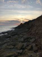 La plage du Veillon : Coucher de soleil, Le Veillon, mer, Rochers