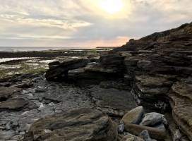 La Plage du Veillon : Le Veillon, Coucher de soleil, Rochers, Mer