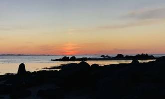 Plage de Porsmeur : Plage de Porsmeur, Coucher de soleil, Rochers