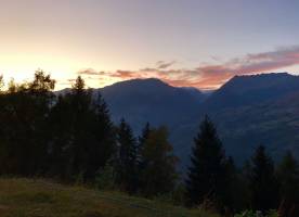 Les Coches : Coucher de soleil, Les Alpes, Sapins