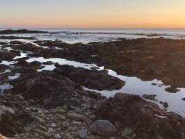 Plage de la Normandelière : Coucher de soleil, Brétignolles-sur-Mer, rochers, mer