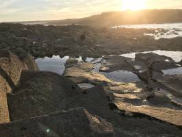 Île Grande : Île Grande, Coucher de soleil, rochers, mer