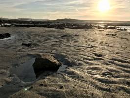 Île Grande : Île Grande, sable, coucher de soleil
