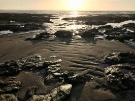 Pointe de Saint Gildas : Coucher de soleil, mer, rochers, sable