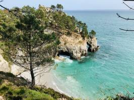 Plage de l’Île Vierge : Plage de l’Île Vierge, Crozon, falaises, mer