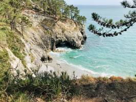 Plage de l’Île Vierge : Plage de l’Île Vierge, Crozon, falaises, mer