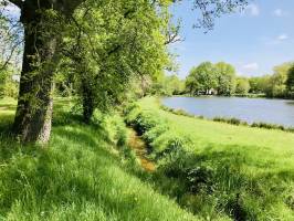 La Bretèche : La Bretèche, étang, ruisseau, arbres