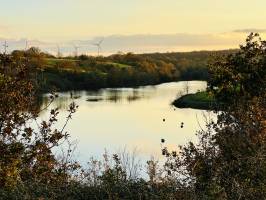 Lac de la Vouraie : Lac de la Vouraie, Saint-Hilaire-le-Vouhis, Retenue de la Sillonnière, Coucher du Soleil