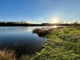 Lac de la Vouraie : Lac de la Vouraie, Saint-Hilaire-le-Vouhis, Retenue de la Sillonnière, Coucher du Soleil